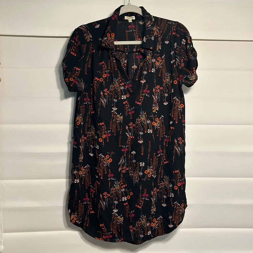 Large Lily White sheer floral long blouse dress